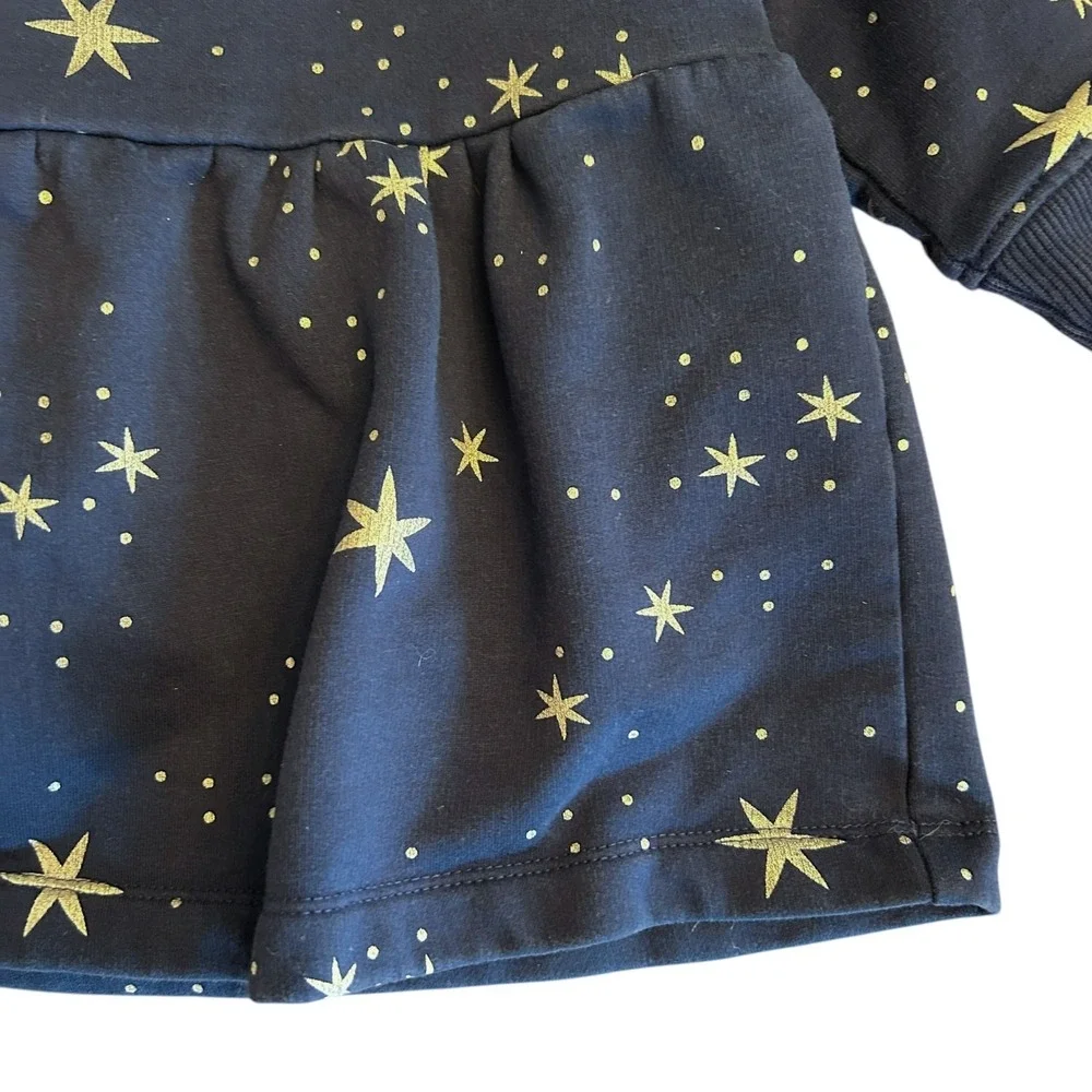Hanna Andersson Girls Dress Size 3-6 Months Navy Blue‎ Silver Star Dress